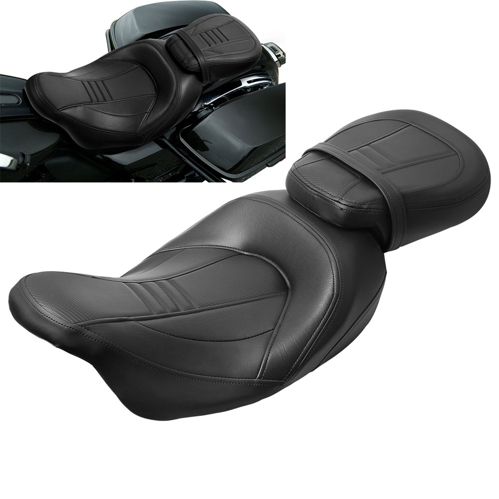 Motorcycle Low Profile Two Up Driver Passenger Seat For Harley Touring Cvo Street Glide Road