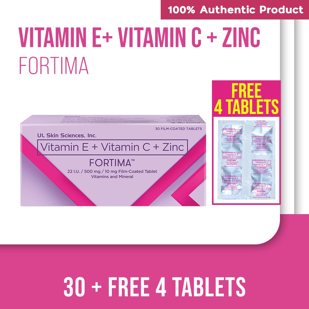 Fortima (Vitamin E + Vitamin C + Zinc) 30s Box + FREE 4 capsules