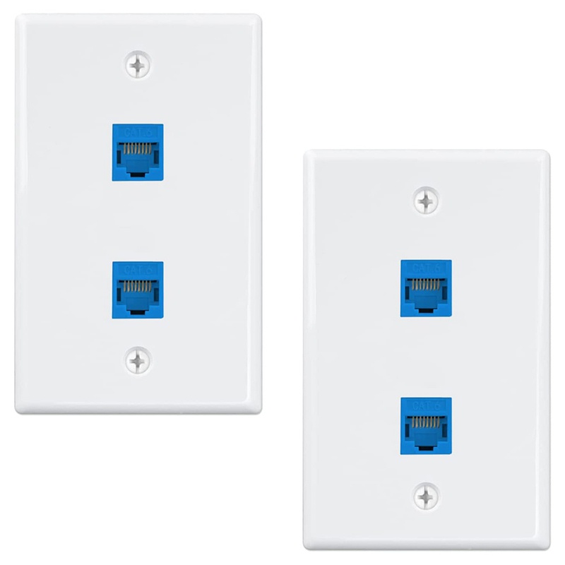 2 Pack Ethernet Wall Plate, RJ45 Cat6 Female To Female Jack Inline ...