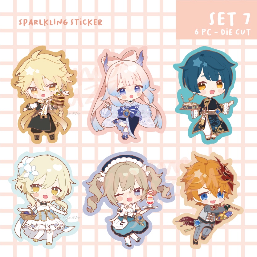 Anime GUZZU SPARKLING STICKER 6PC DIE CUT WATERPROOF - GENSHIN IMPACT ...