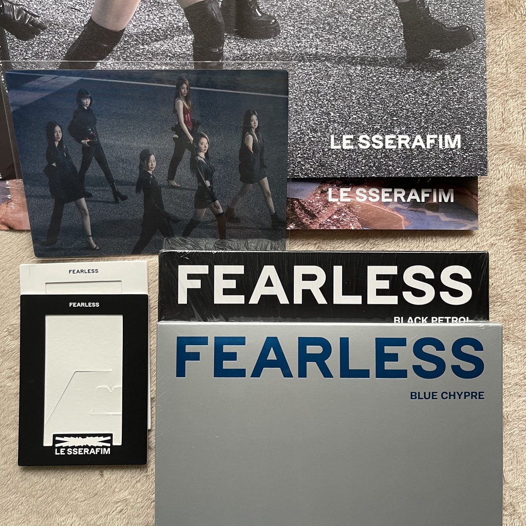 Le Sserafim Fearless Sealed Album Set With Weverse Black Petrol Lenticular And Photocard Frame