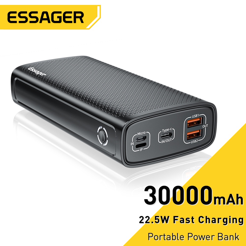Essager 30000mAh Power Bank 22.5W Fast Charging Portable External