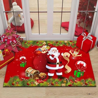 Christmas Door Mat Indoor Entrance Christmas Snowman Xmas Tree Winter Snow  Scene Front Door Mat Non-Slip Absorbent Kitchen Doormat Washable Floor Mats