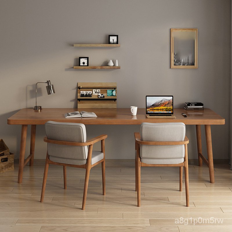 Study Desk Solid Wood Computer Desk Wall Long Table Double Log Long Table Desk Modern Minimalist
