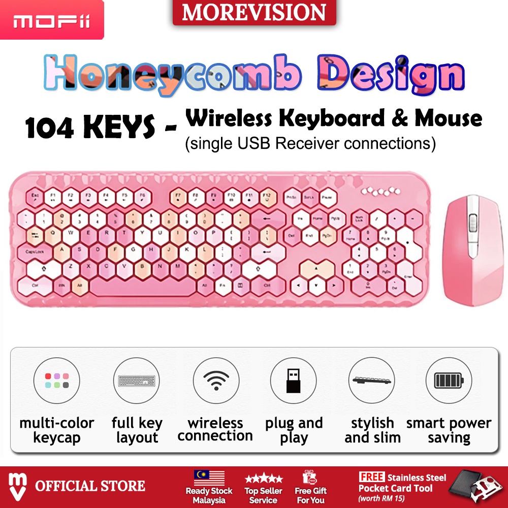 MOFii Honey Plus Wireless Keyboard And Mouse Combo Set Lipstick Black