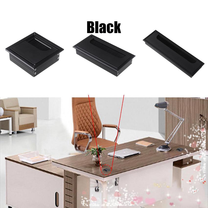 Desk Wire Cable Holder Grommet Insert Aluminium Alloy Rectangle Line ...