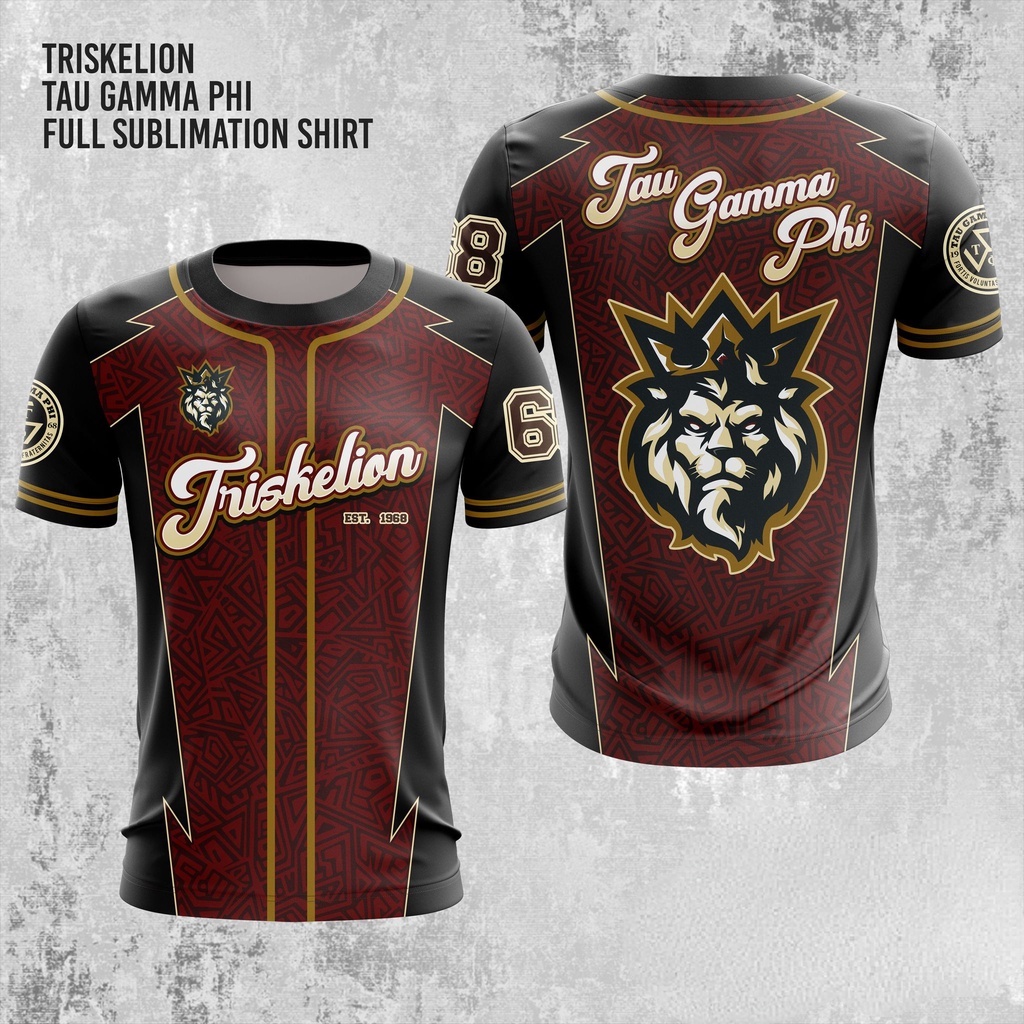 Tau Gamma Phi Triskelion Baseball Maroon Full Sublimation Standard Cut ...