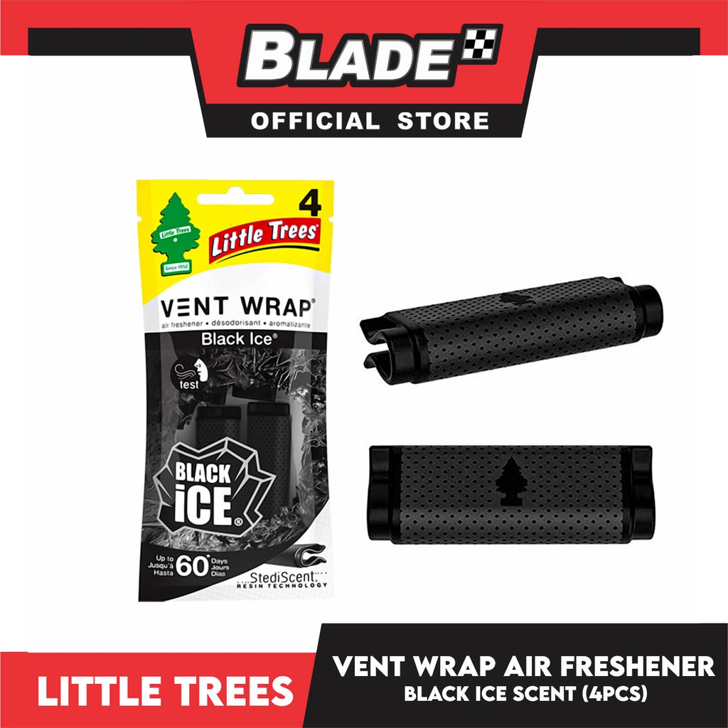 Little Trees Vent Wrap Air Freshener 4pcs (Black Ice) Provides Long
