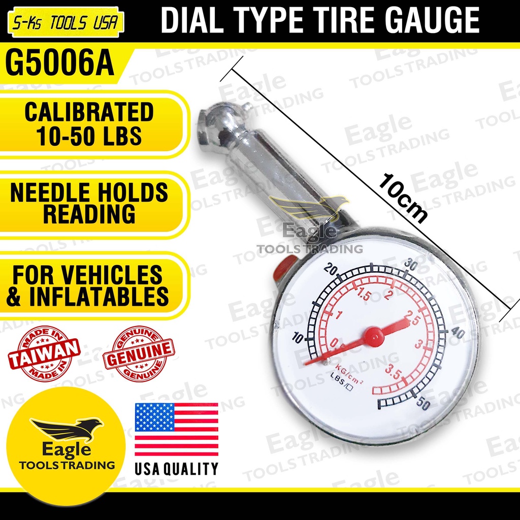 SKs Tools USA Dial Type Tire Gauge calibrated 10 50 lbs Shopee