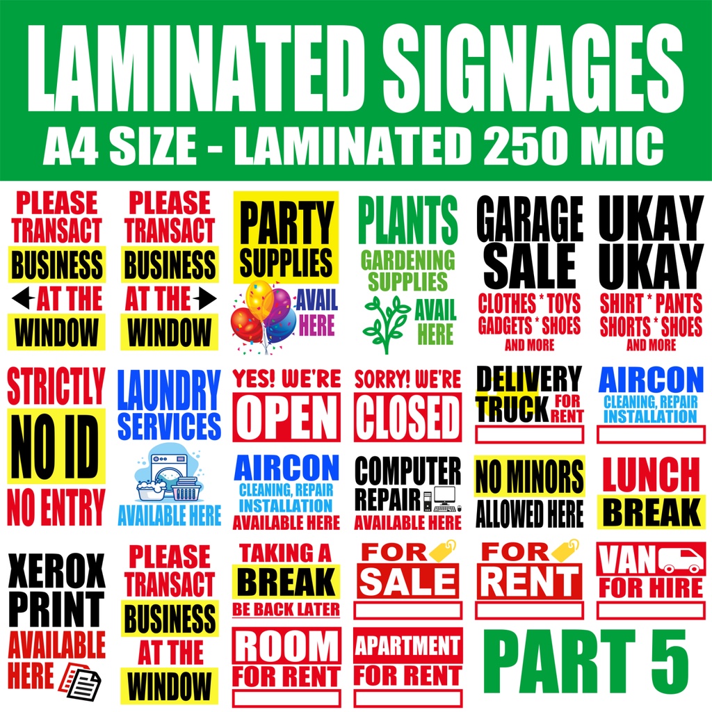 Laminated Wall Signage Store Hours Sale Break Hire Delivery