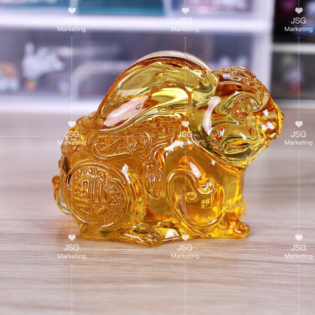 Feng Shui Lucky Charms Crystal Rabbit Figurines Ornament 2023 Chinese