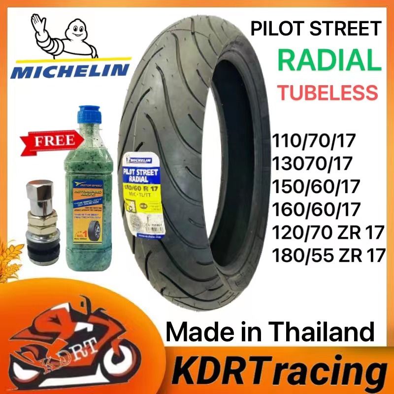 Michelin Pilot Street Radial Tubeless Free pito & Tire Sealant 110/70 ...