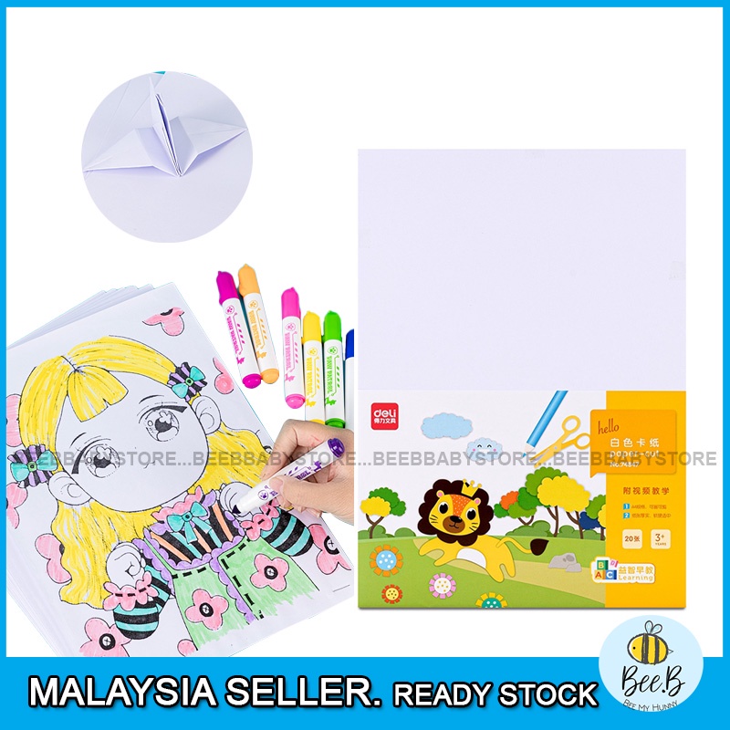 deli-cardboard-a4-size-origami-colored-paper-white-74847-diy-art-and
