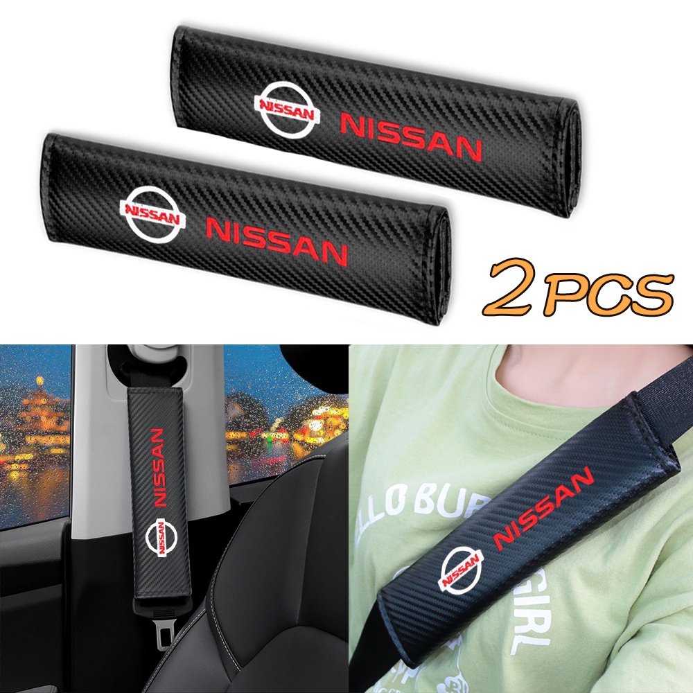 2pcs/set Car Shoulder Sheath Safety Seat Belt Cover Carbon Fiber Nissan Car  Seat Belt Cover Cushion