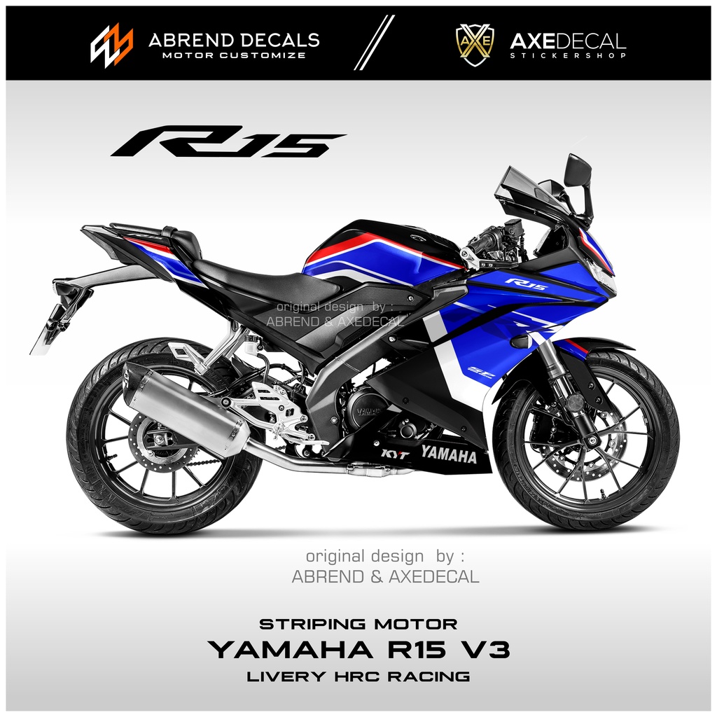 Striping Yamaha R15 V3 HRC Racing Tri Color/R15 V3 Motorcycle Sticker ...