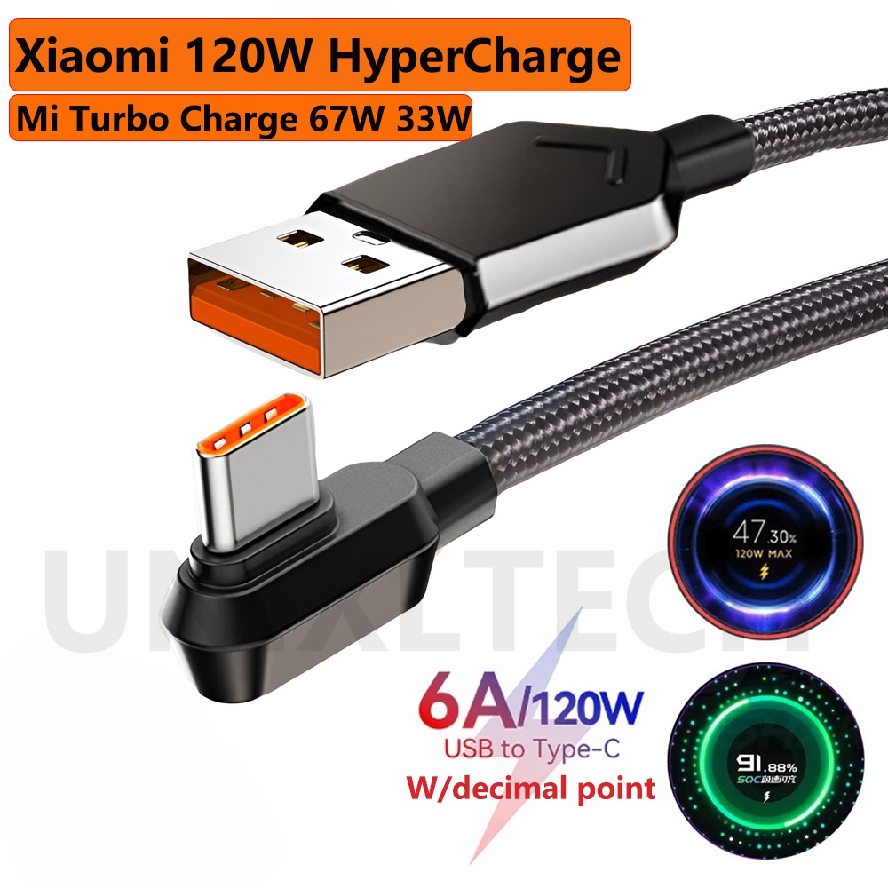 6A 120W USB Type C Cable Braided 67W Turbo Charge Cord for xiaomi Mi 14 13  Redmi Note 14 Poco F6 Pro