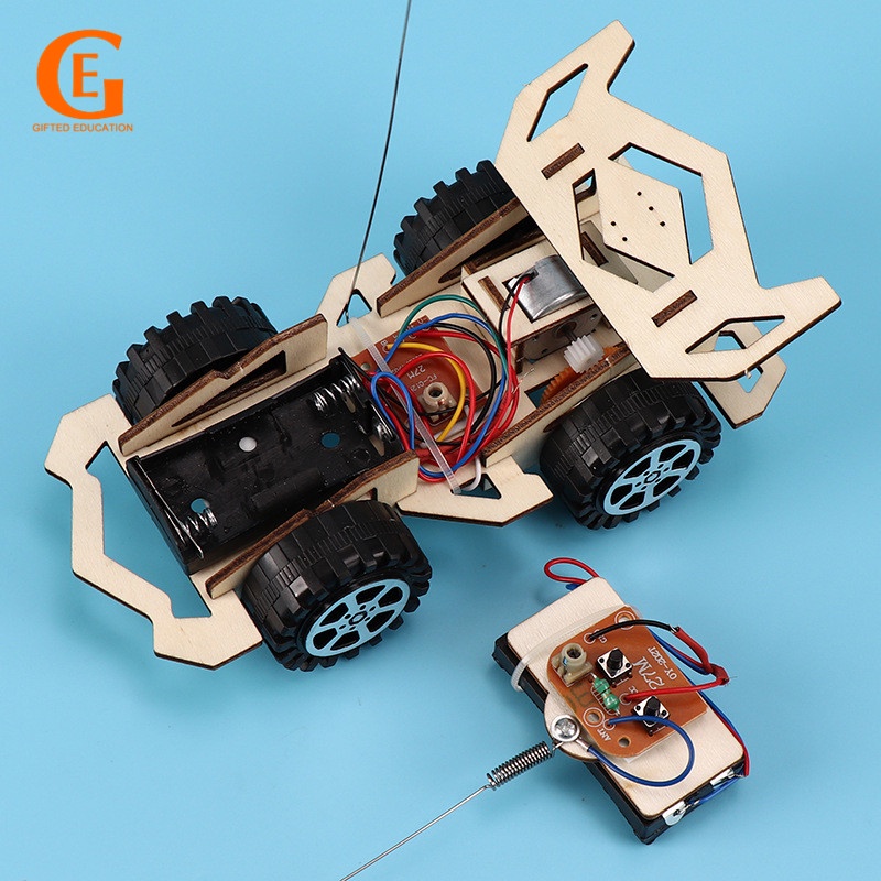 GIFTED EDUCATION Wooden Assemble Remote Control Car Wireless RC Racing ...