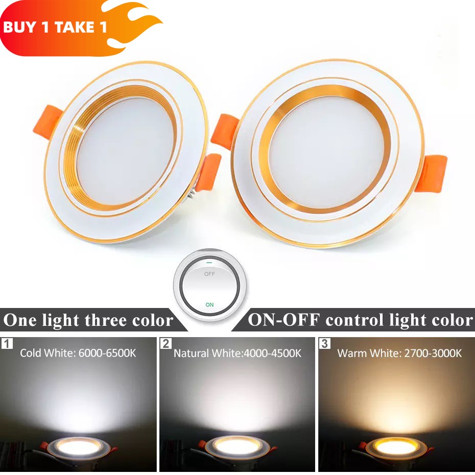 buy1take1, Tricolor 2.5 inch Downlight LED Pin Light 5W Recessed ...