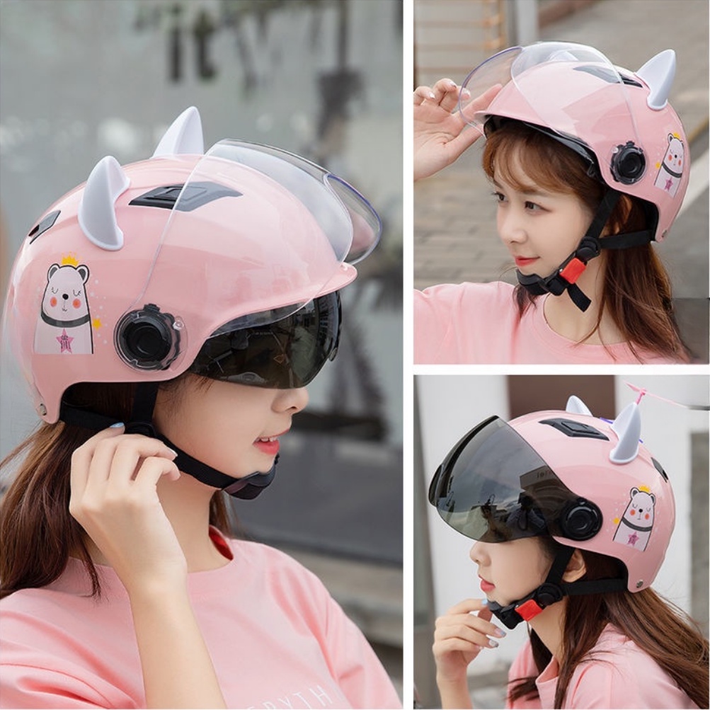 cute female helmet motorcycle double lens | Shopee Philippines