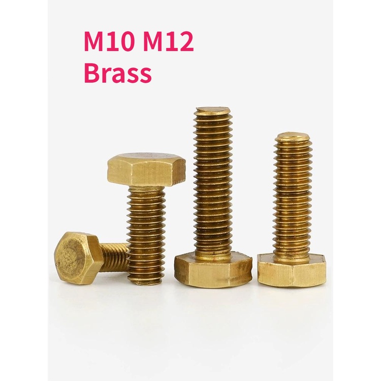 M10 M12 Brass Full Thread External Hex Hexagon Screw Copper Full Tooth