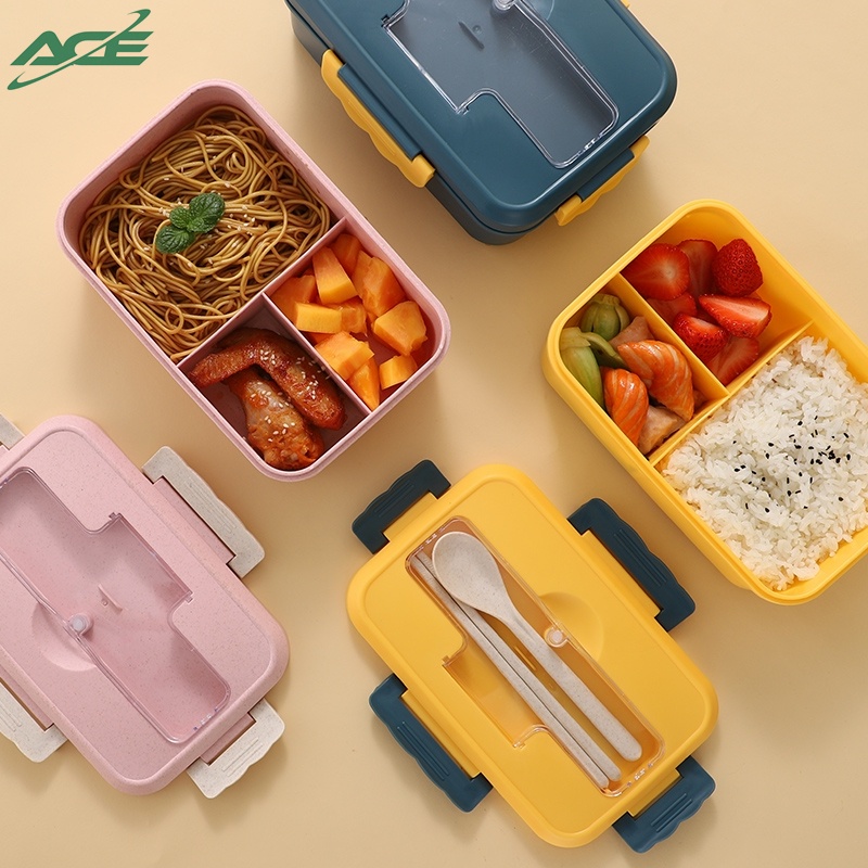 Wheat Straw Eco-friendly Lunch Box With Utensils Portable Picnic Food ...