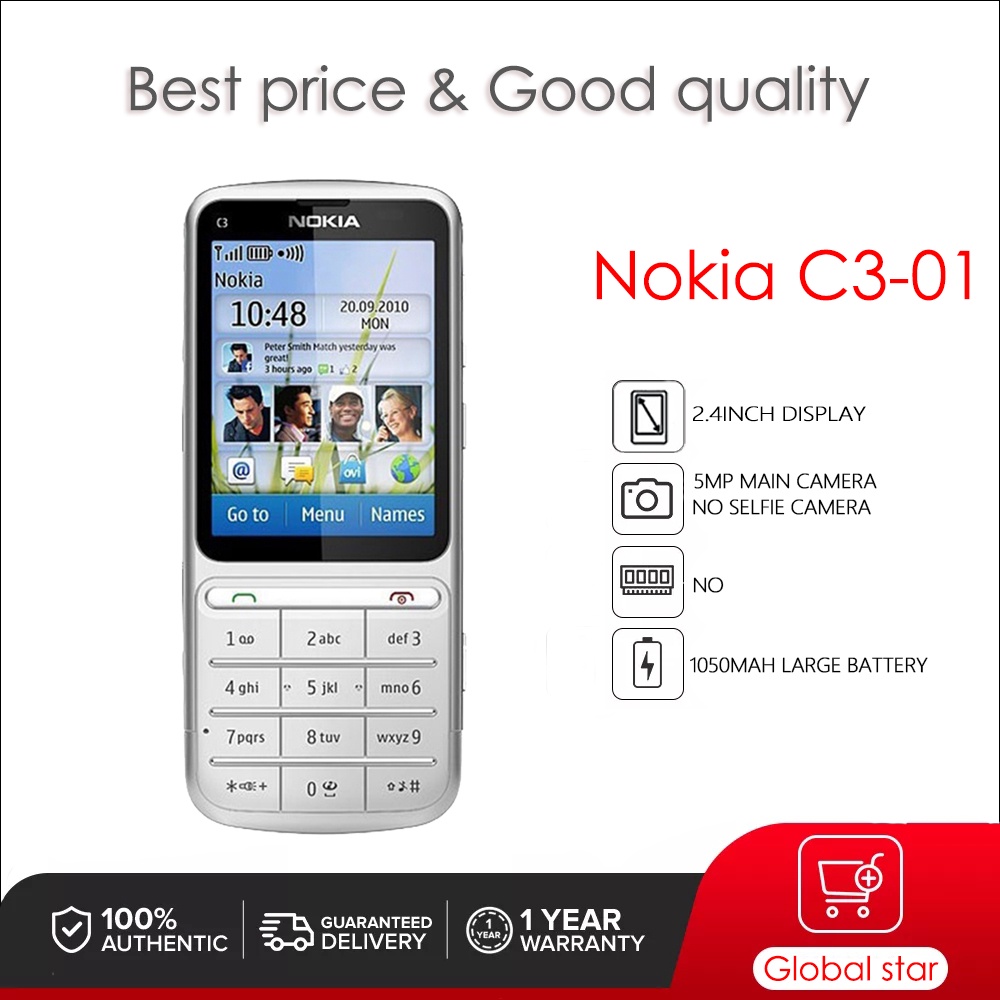 Nokia C3-01 Original Unlocked 2.4 Inch 5MP 1050 MAh Battery Mobile Phone |  Shopee Philippines