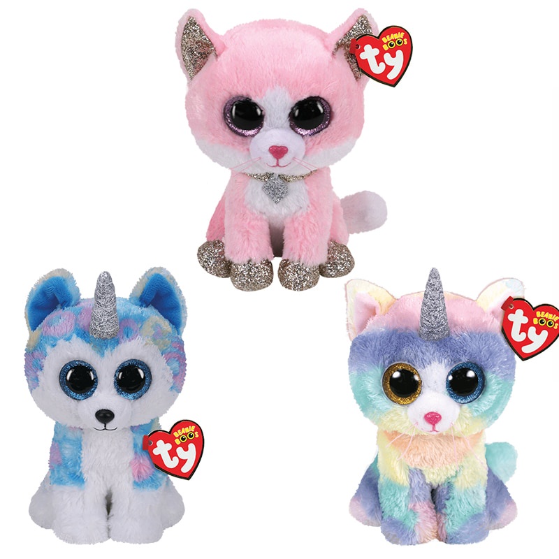 15cm Ty Beanie Boos Helena Heather Kawaii Color Unicorn Cat Diamond Cat ...