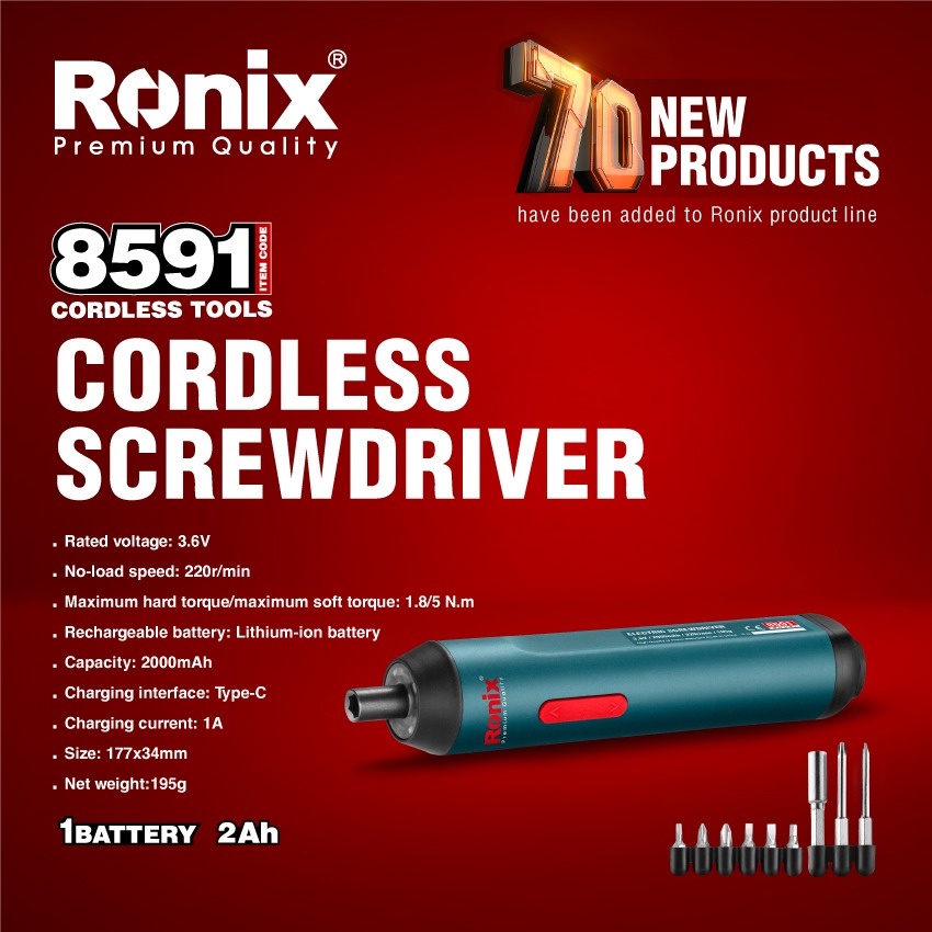 Ronix 8591 Professional Cordless Screwdriver Drill Screw Bit