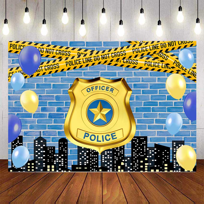 Police Shield Birthday Backdrop For Photography Baby Shower Kids ...