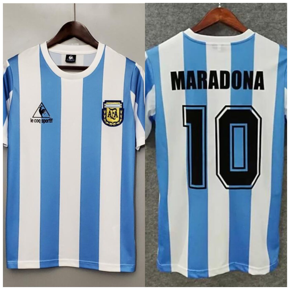 1986 Retro Argentina Maradona Men Commemorative Edition Soccer Jersey ...