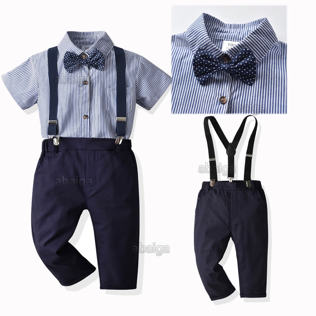 Boss Baby Costume 3 Years Old Boy Outfit Short Sleeve Stripe Shirt Long Pants Gentleman Suit