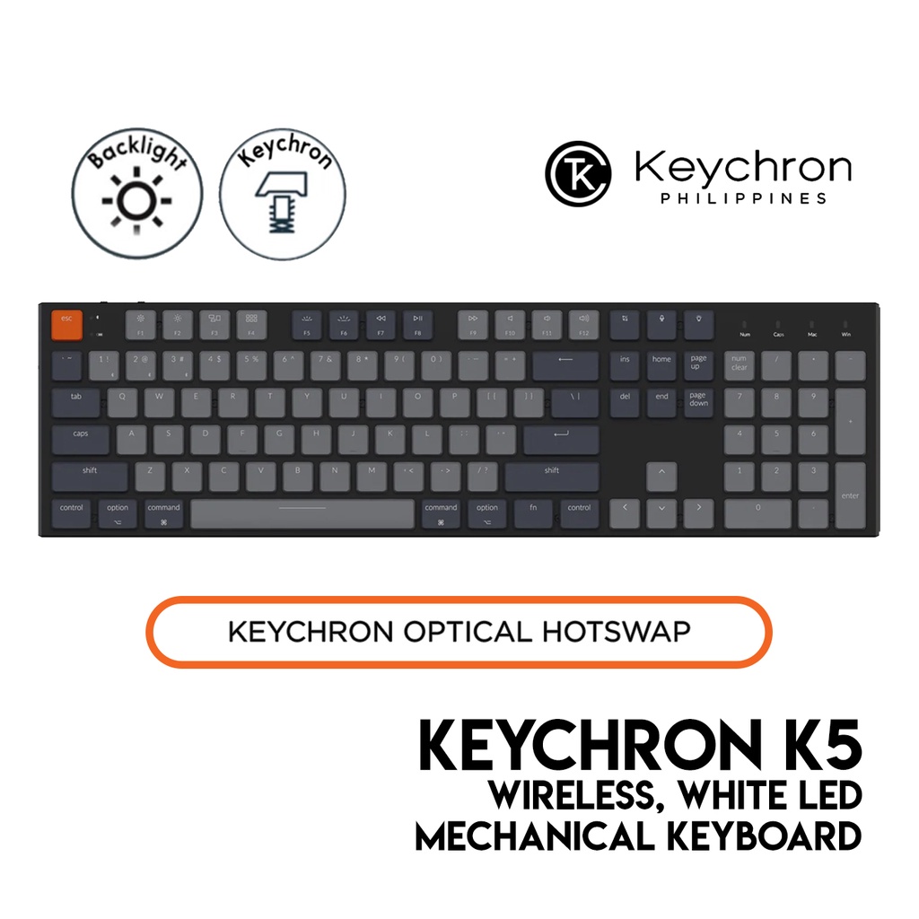 Keychron K5 Wireless Mechanical, full/104keys, Wired/Bluetooth, White ...
