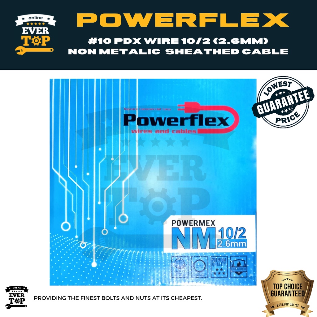 #10 PDX WIRE 10/2 (2.6mm) POWERFLEX NON METALLIC SHEATED CABLE 75 ...