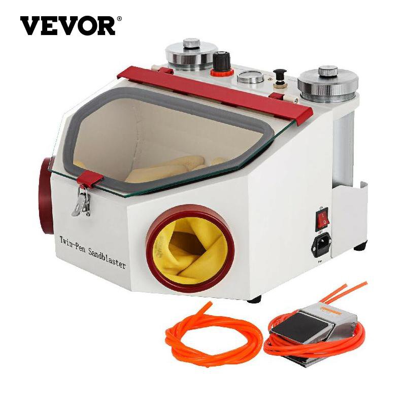 VEVOR Dental Lab Sandblaster Equipment 2 Pen 2 Tanks with LED Light