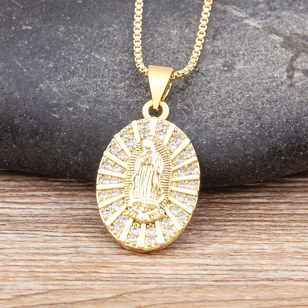 Our Lady of Guadalupe Virgin Mary Necklaces For Women Gold Plated Long ...