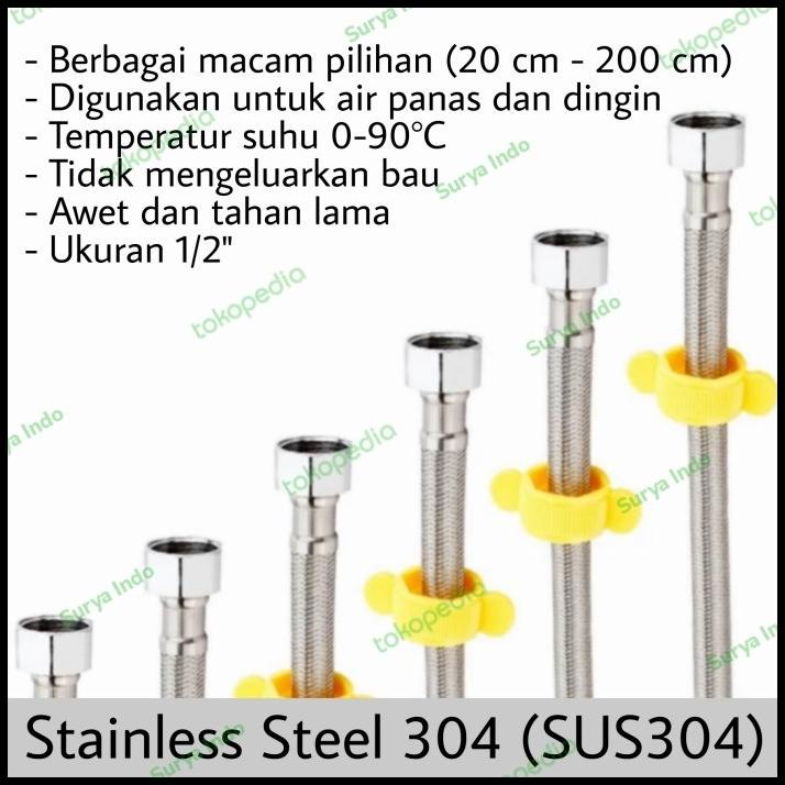 Flexible Hose 20cm 2 Meters Hot Cold Water Heater Bidet Sink Shopee