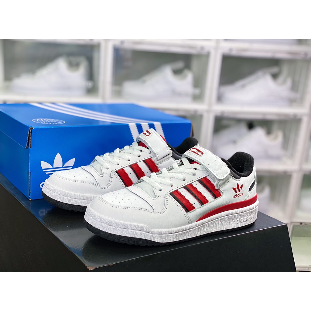 Adidas Forum Exhibit 84 Low Champions White Red Velcro Skate Shoes