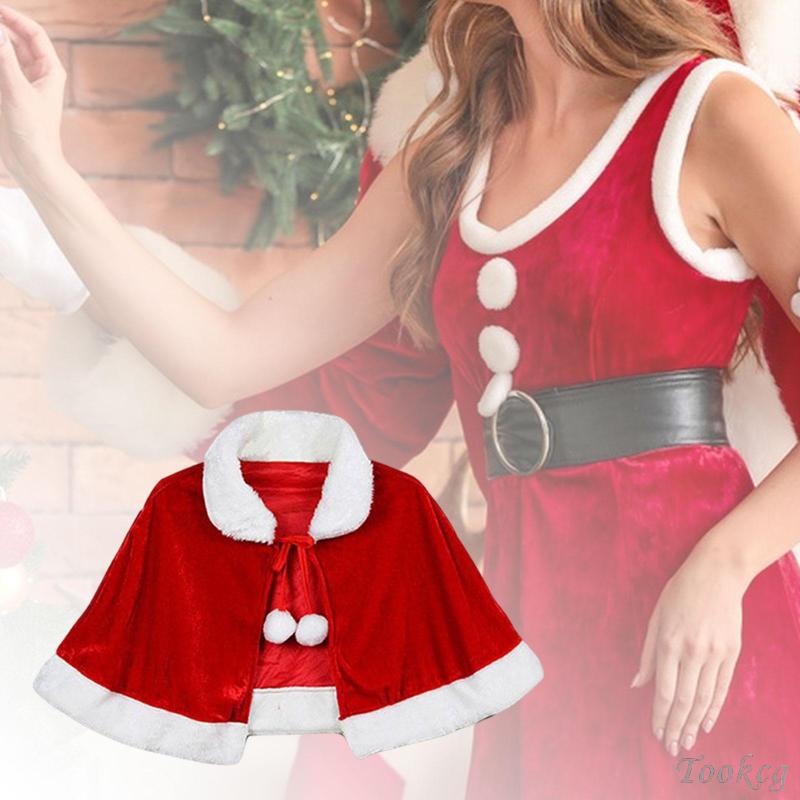 [Tookcg] Christmas Velvet Shawl Cloak Cape Santa Cape Robe Halloween ...