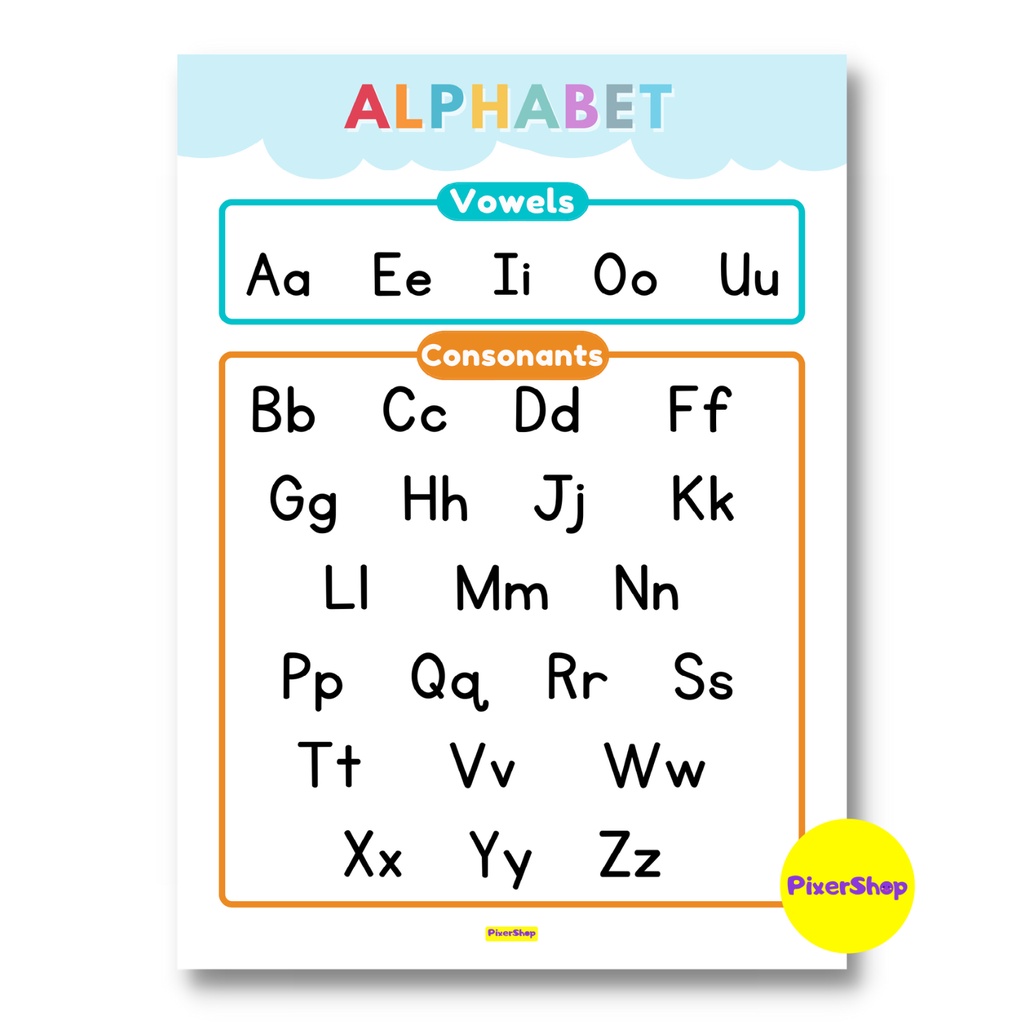 VOWELS CONSONANTS PATINIG KATINIG EDUCATIONAL LAMINATED CHARTS A4 SIZE ...