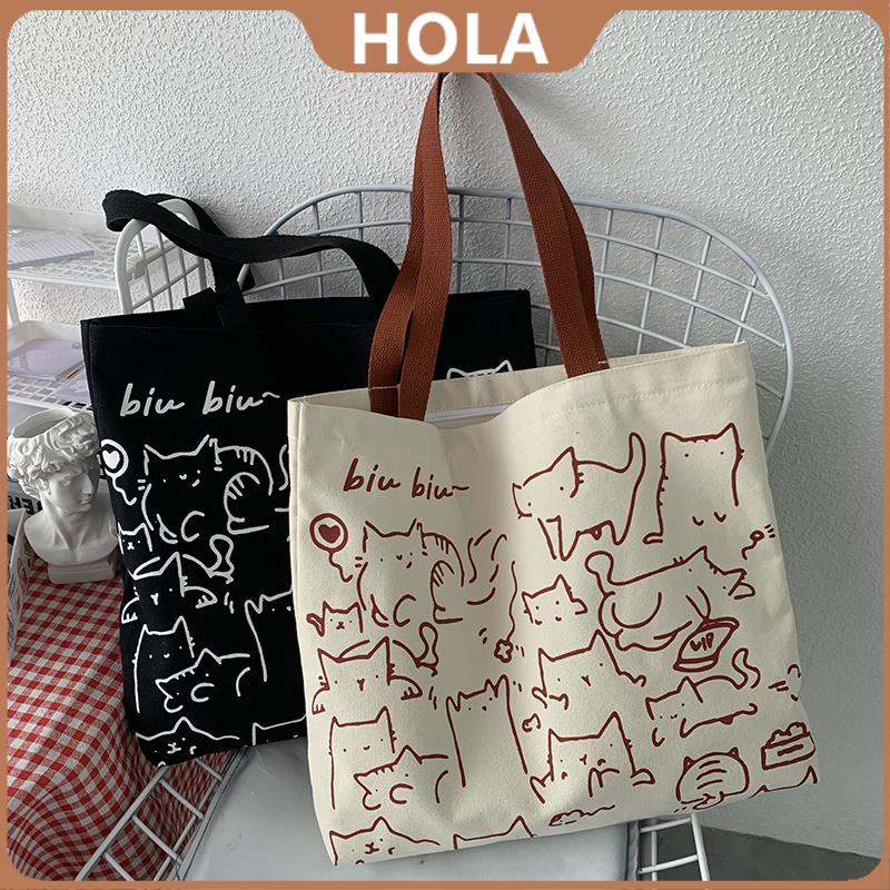 Hola BiuBiu Cat pattern Korean New Fashion Canvas Tote Bag Casual ...