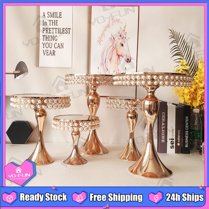 Cake Stand with Pearl Bead or Rhinestones decoration highfooted tray dessert table display