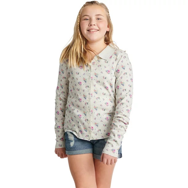 Chemise à Manches Longues Pour Fille Justice - Taille 12-14 - Écossaise Argent/bleu/vert
