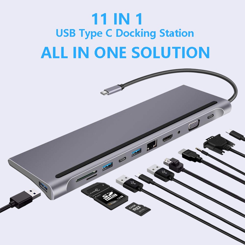 11in1 TypeC Docking Station Notebook Laptop Tablet USB C HUB to HDMI