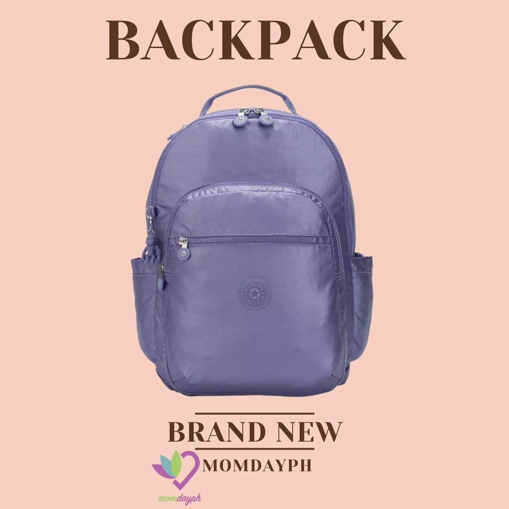 Kipling Seoul Large Metallic Purple 15" Laptop Backpack Shopee