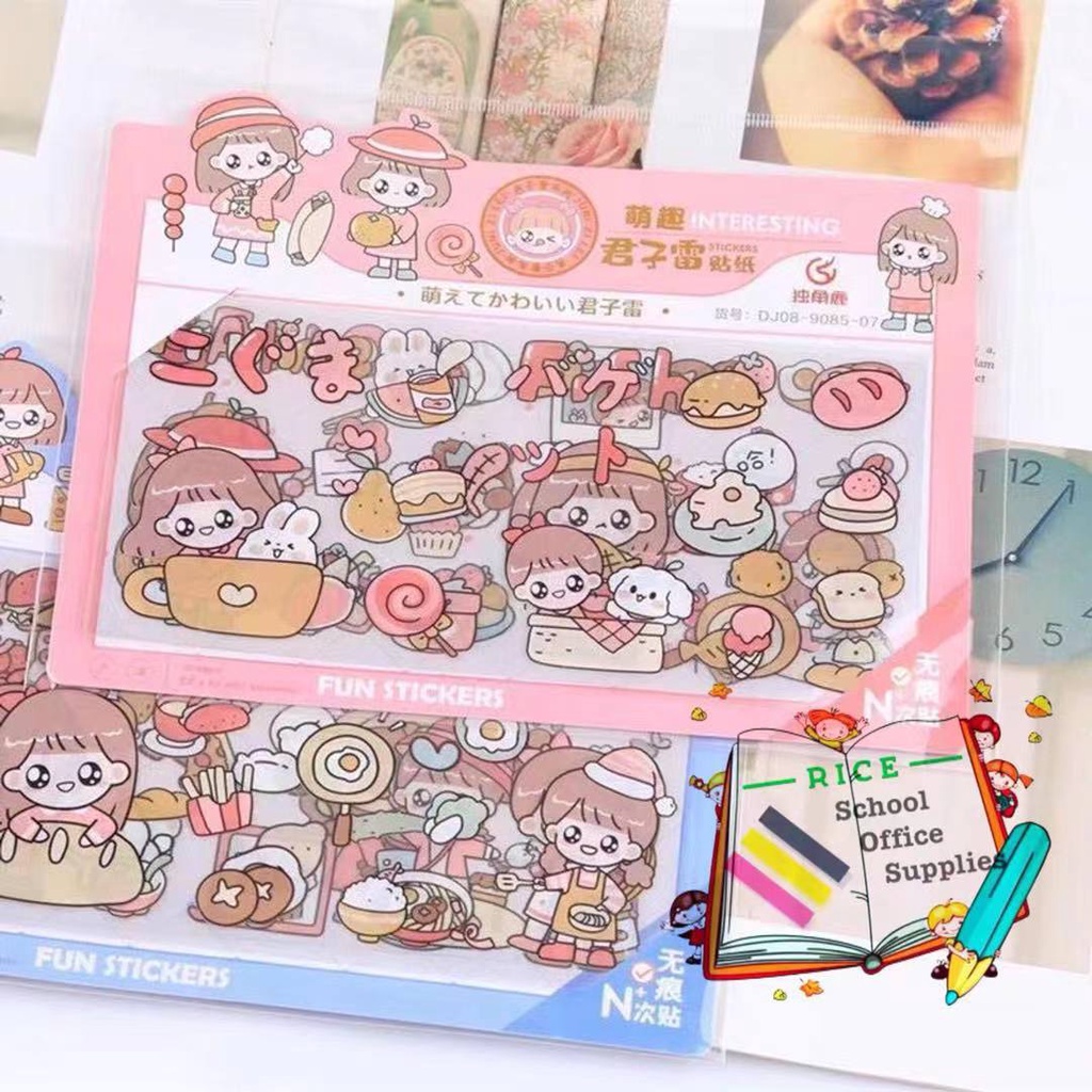 Rice 5Sheet non-repeat Korean Girl collection Sticker Scrapbooking DIY ...