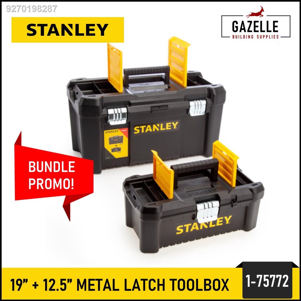 (HOT) Stanley Tool Box w/ Metal Latch 19 inch Toolbox Bundle 12.5 Inch