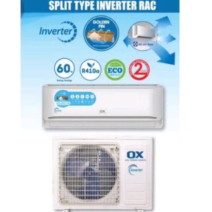 OX 2.5HP to 3HP SPLIT TYPE INVERTER AIRCON WITH FREE 10FT COPPER PIPE