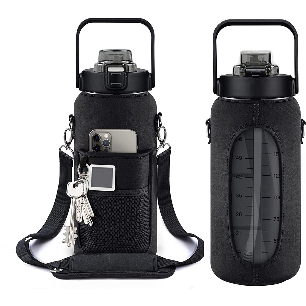 2l Tumbler Water Bottle with Holder Sling Bag 2 Liters jug and cup cover sports and outdoor