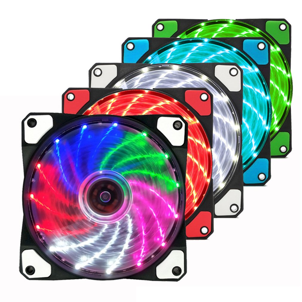 RGB PC Case Fans Computer Case Cooling Fan 15 Lights Streamer 12025