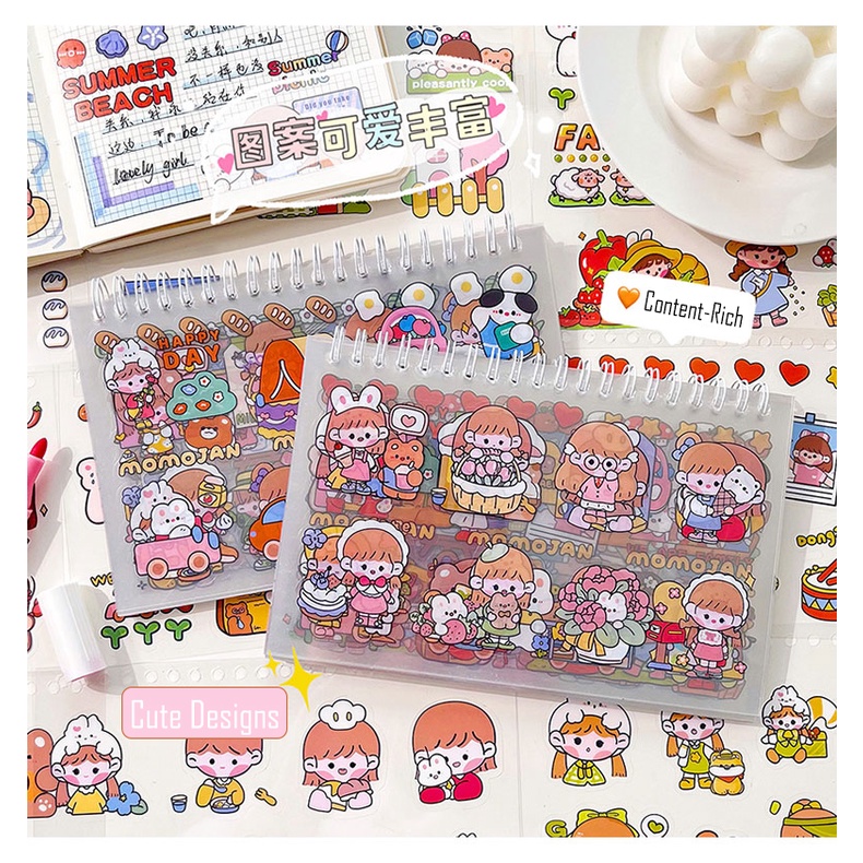 ESN MOMO 50 Sheets Non-Repetitive Cute Girl Cartoon Sticker Decoration ...